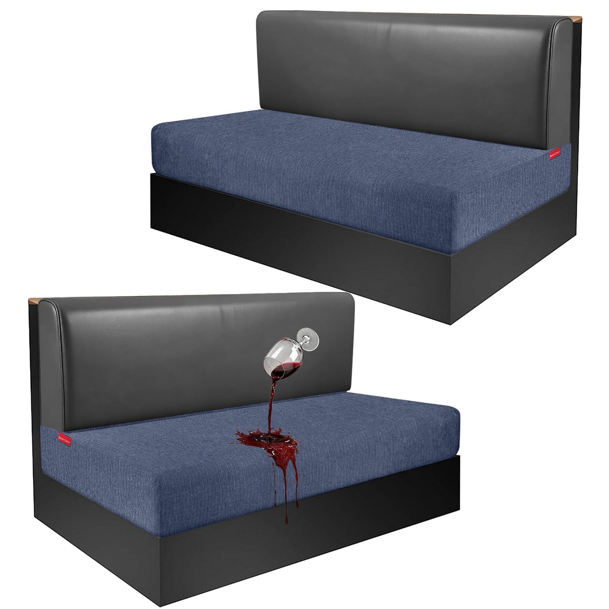 Waterproof RV Dinette Cushion Covers - Stretch Fabric Camper Seat Slipcover Replacement, Washable RV Couch Cover Designed for Camper Car Bench (Loveseat 2 Bench Cover, Blue Grey)