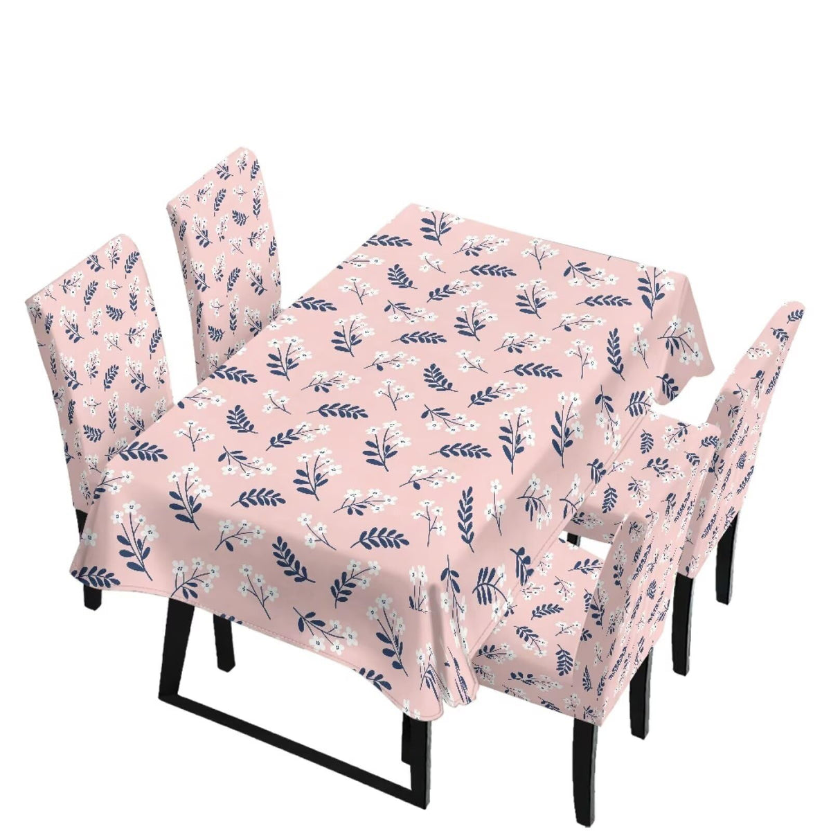 Light Grey 7 Pcs Tablecloth and Chair Covers Set Removable Chair Covers Set of 6 with Table Cover for Dining Room Washable Furniture Protector for Family Gathering Potluck