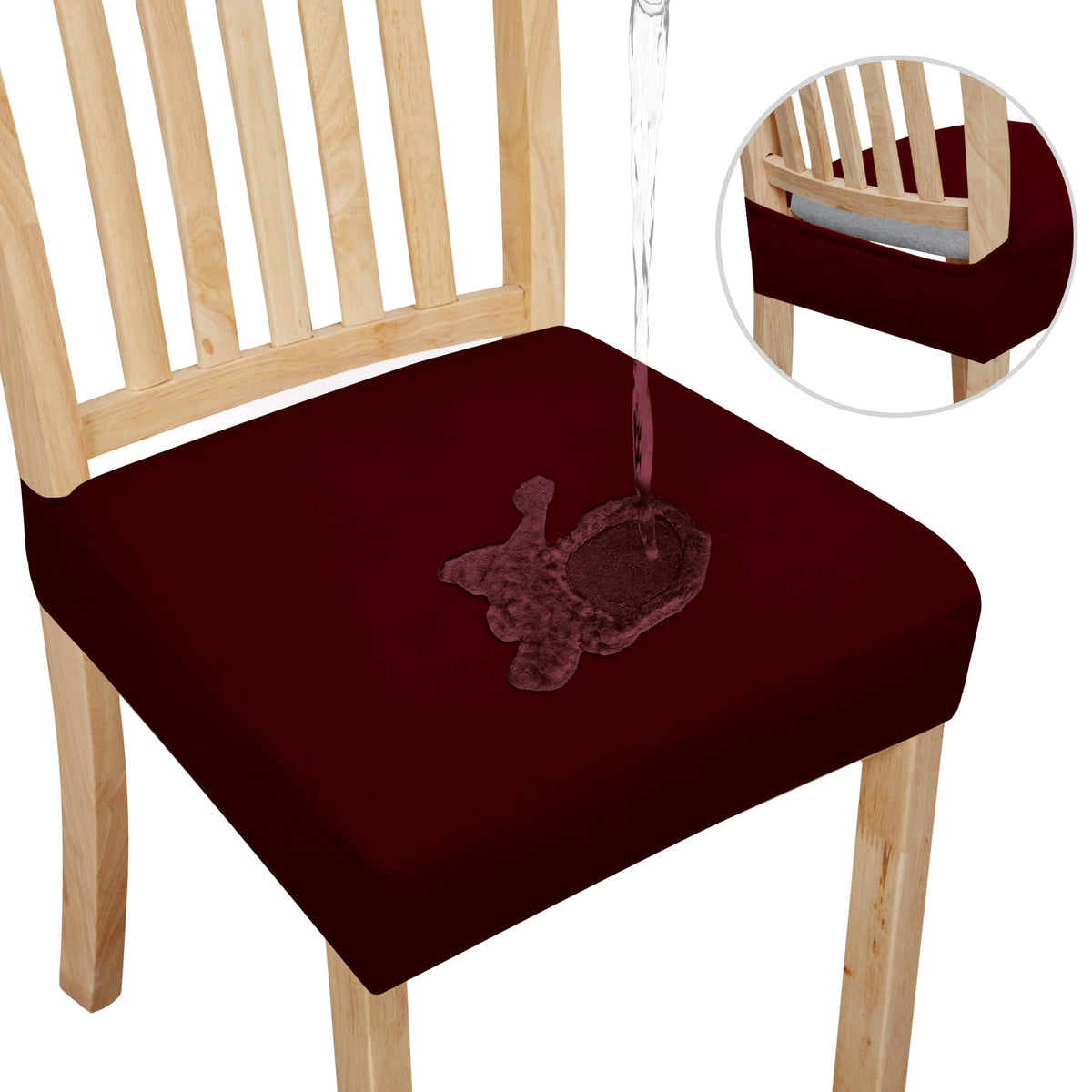 Easy-Going Waterproof Seat Covers for Dining Chairs Set of 4, Ivory