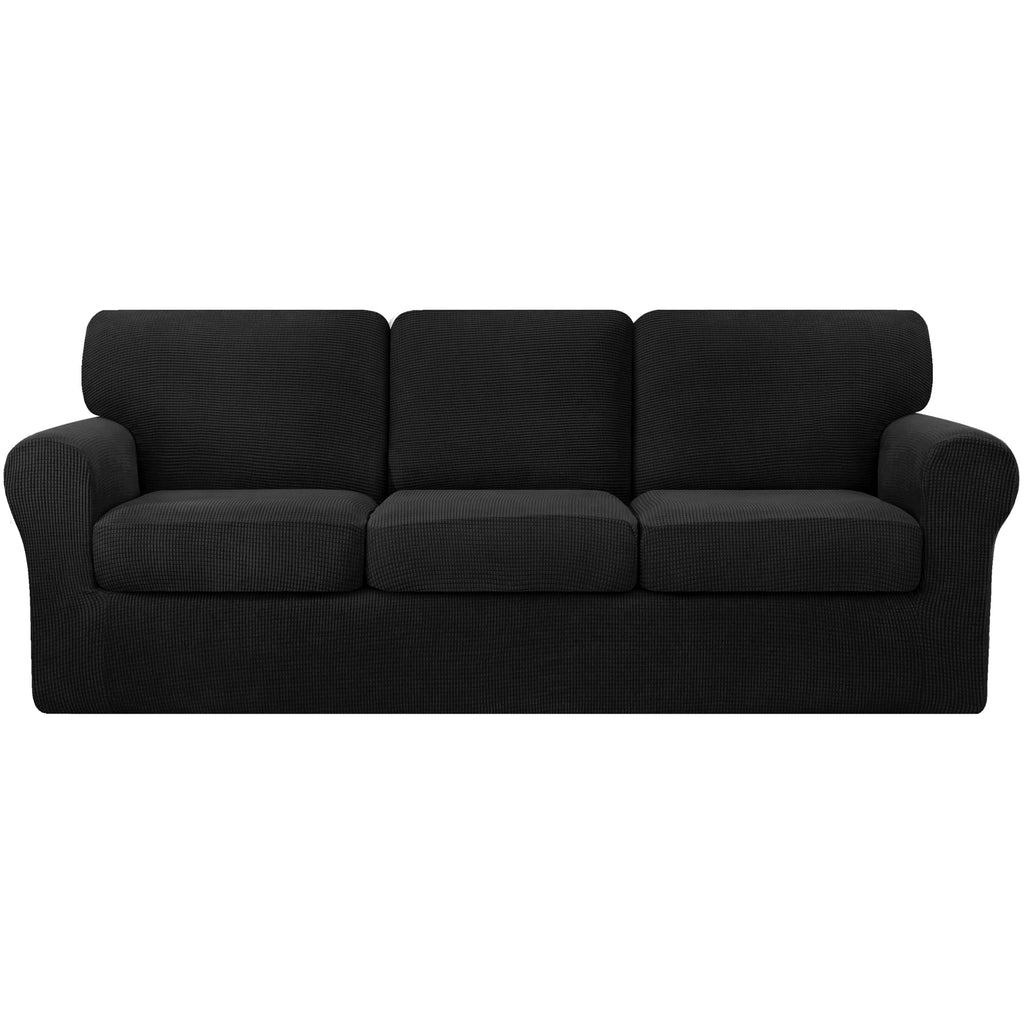 CHUN YI 5 Piece Stretch Couch Covers for Sofa, Loveseat, Khaki