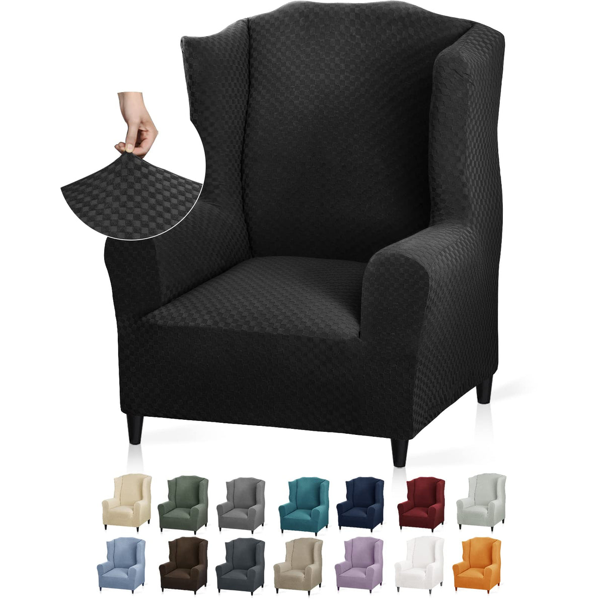 YEMYHOM 2 Packs Latest Checkered Dining Chair Slipcover Parsons Chair Furniture Protector Stretch Chair Covers for Dining Room, Restaurant, Kitchen, Party (Light Gray)
