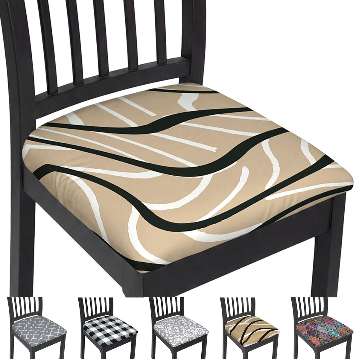 Stretch Chair Seat Covers Set of 4 for Dining Living Room Kitchen Chairs Universal Washable Slipcover Protector Forros Fundas Cobertores para Sillas De Comedor Party Home Decor Gift