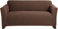SureFit Form Fit Stretch Morgan Loveseat Slipcover - One Piece Polyester/Spandex Elastic Slipcover, Machine Washable (Loveseat Box Cushion, Ivory Color)