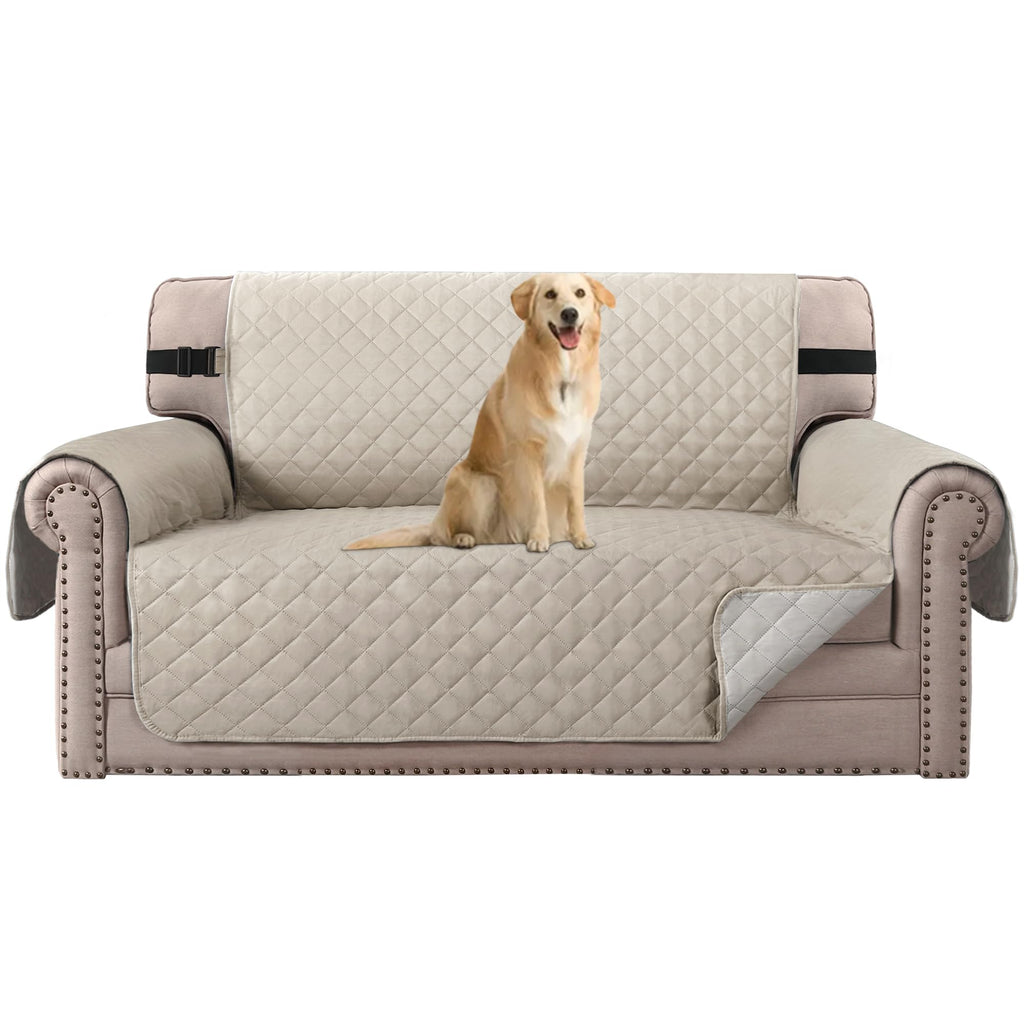 H.VERSAILTEX Reversible Couch Cover for 2 Cushion Couch Water Resistant Loveseat Washable Furniture Cover with Non-Slip Elastic Strap for Dogs, Pets, Kids(Oversized Loveseat, Charcoal Grey)