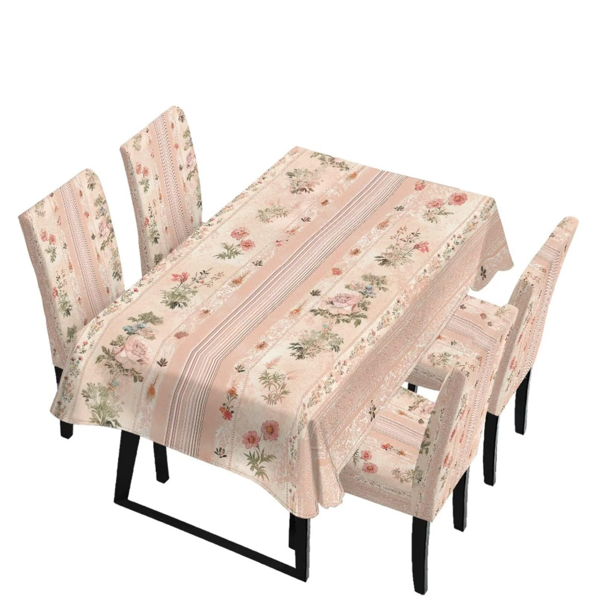 5 Pack Dining Room Chair Cover Set and Table Cloth Rectangle, Dust Proof Machine Washable Tablecloths Comfortable Chair Seat Slipcovers for Restaurant Decor, Abstract Fluid Marble