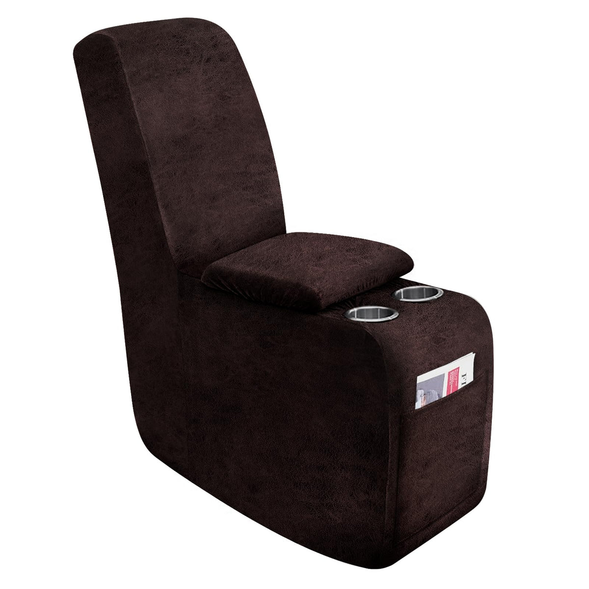 molasofa Leather Like Additional Recliner Console Cover for Reclining Loveseat Covers Stretch Jacquard Middle Consolefor Recliner Couch(Dark Brown)