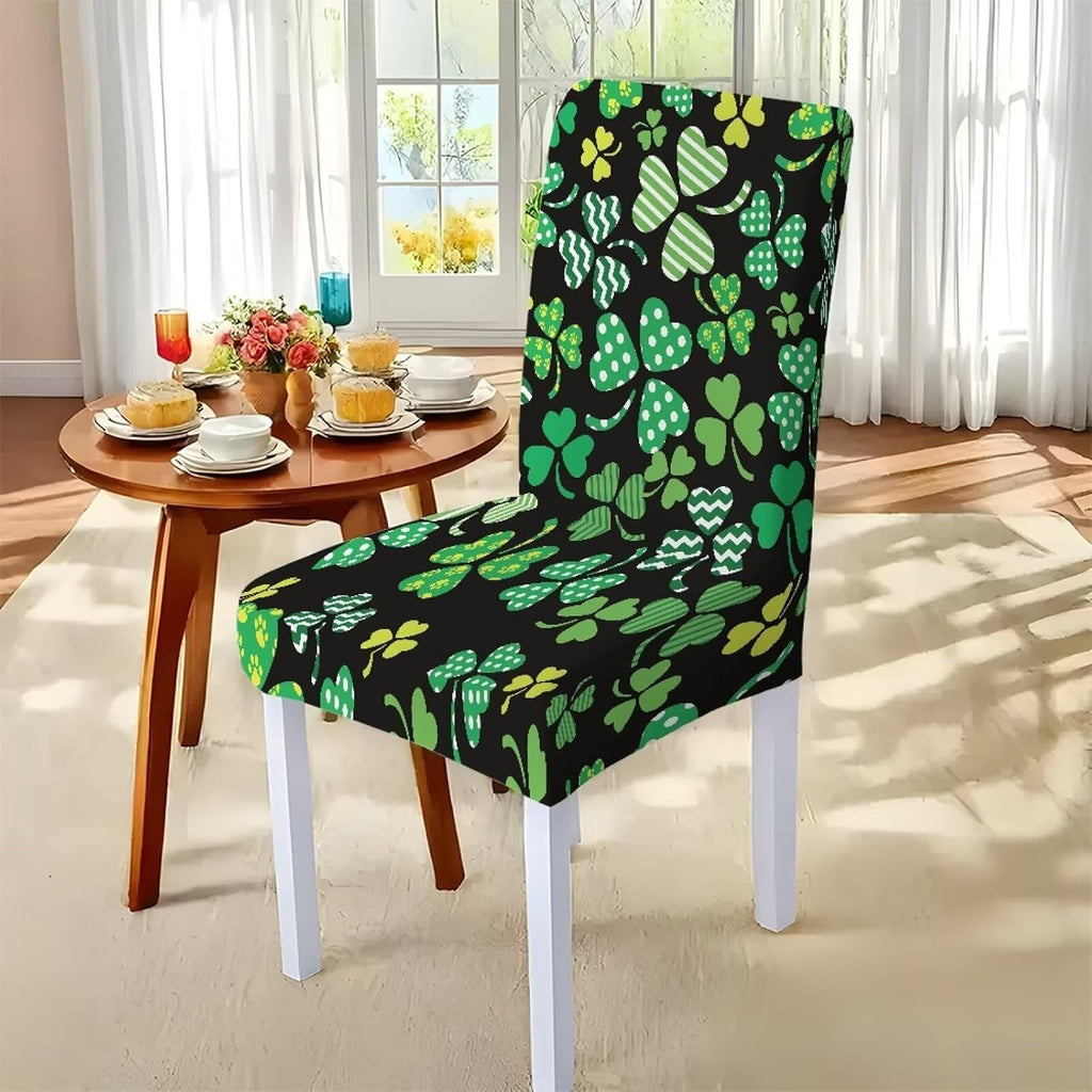 ZDCUSTOM St Patricks Day Table Cloth and Chair Cover Set of 4 Green Tablecloths Rectangular Festive Chair Covers for Dining Chairs St. Patrick’s Day Decoration