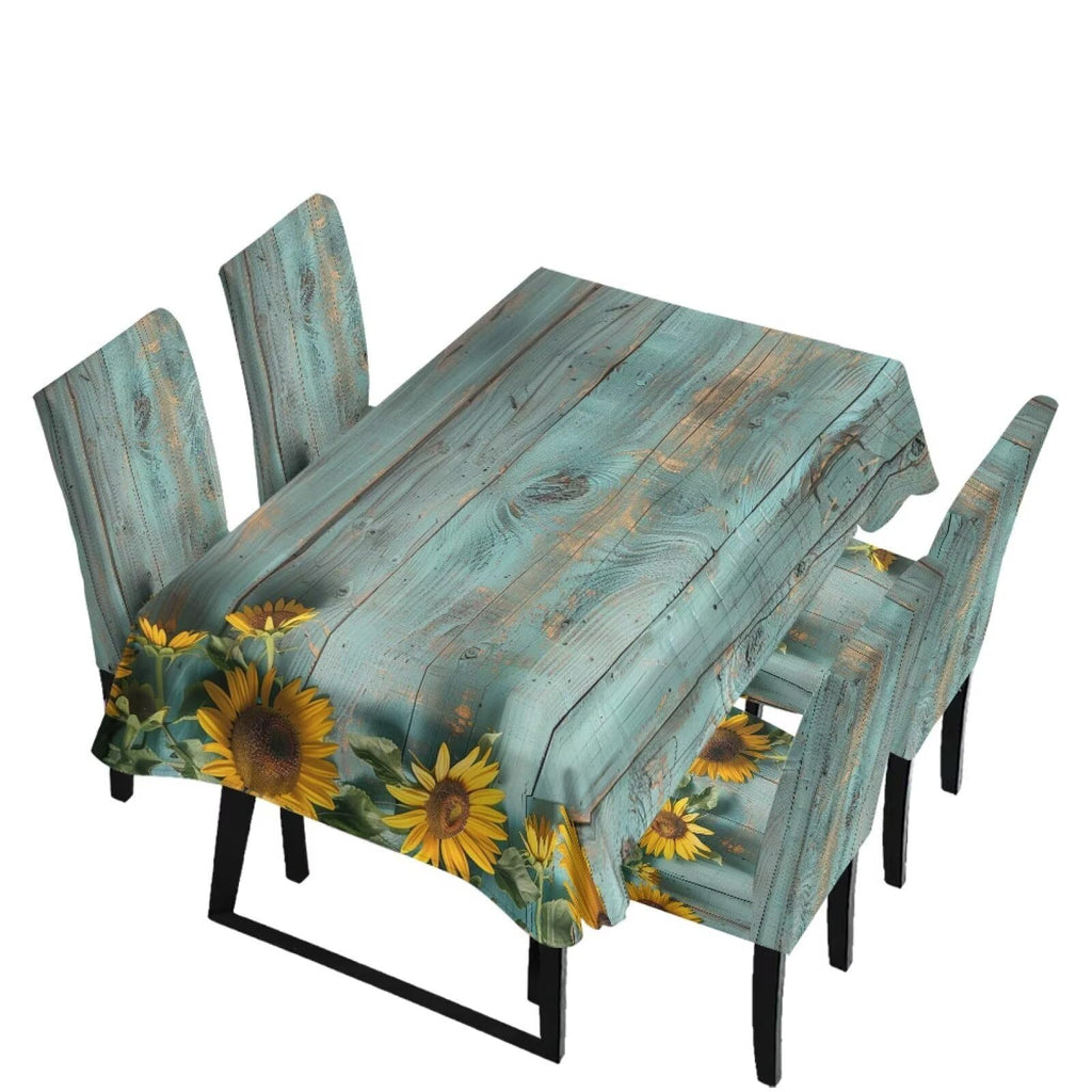 Fall Pumpkin Rectangular Table Cloth & Dining Chair Covers Set of 7, Stain Resistant Wipeable Chair Protectors for Farmhouse Rustic Home Kitchen Party Decor