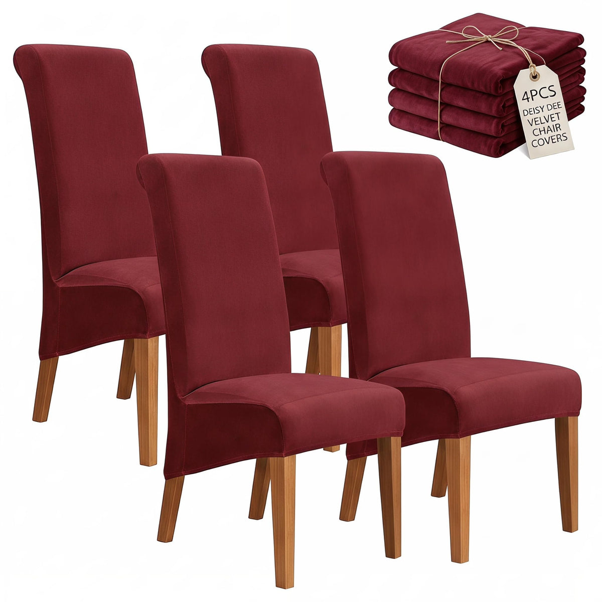 Velvet Dining Chair Covers Set of 2, Extra Large XL Oversized Stretch Parsons Chair Slipcovers for High Back Dining Room Kitchen, Non-Slip Removable Washable Chair Protectors,Khaki