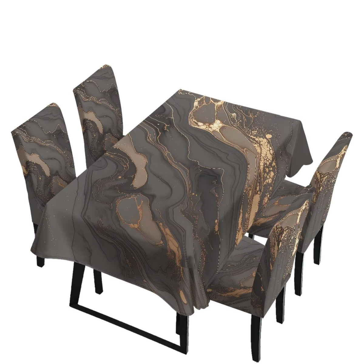Fall Pumpkin Rectangular Table Cloth & Dining Chair Covers Set of 7, Stain Resistant Wipeable Chair Protectors for Farmhouse Rustic Home Kitchen Party Decor