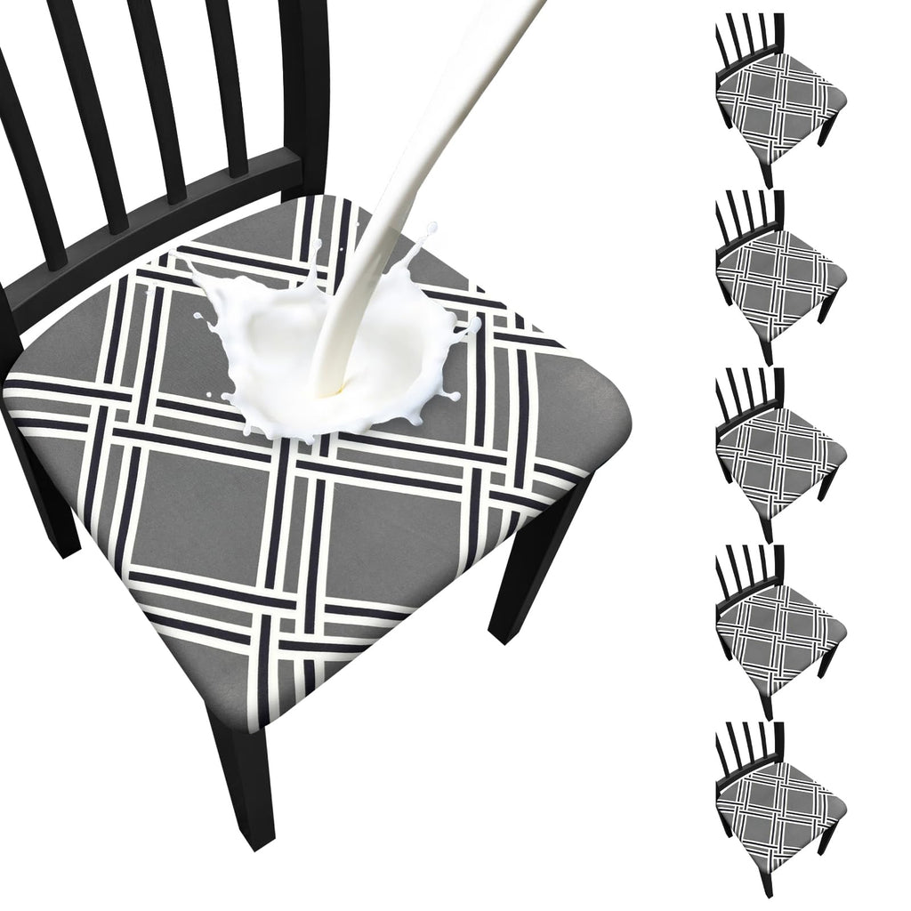Waterproof Dining Chair Seat Covers Set of 6, Stretch Removable Dining Room Seat Covers for Dining Chairs, Kitchen, Hotel, Party