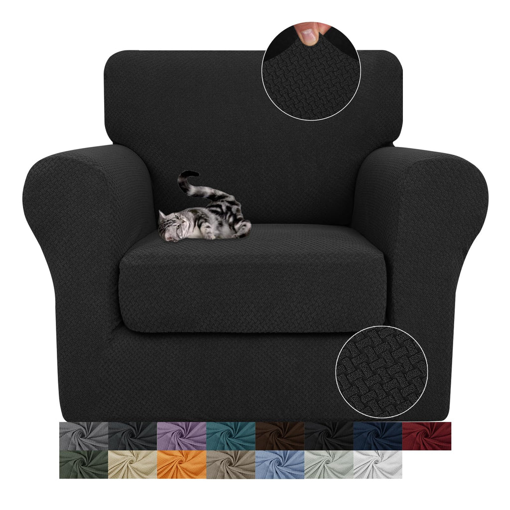 JIVINER 3 Pieces Stretch Couch Covers for 2 Cushion Couch Fitted Thick Loveseat Sofa Slipcover with 2 Seat Cushion Covers for Living Room Pet Dogs (Loveseat, Off White)