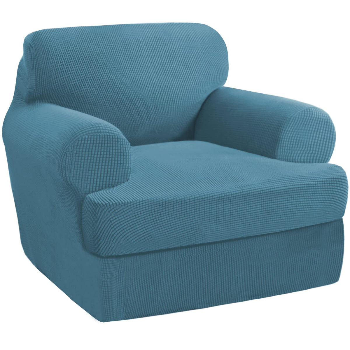 PrinceDeco T Cushion Loveseat Slipcover - 3 Pieces Sofa Cover for 2 Cushion Couch with 2 Individual T Shape Seat Covers Width Up to 76 Inch - Stretch, Machine Washable, Porcelain