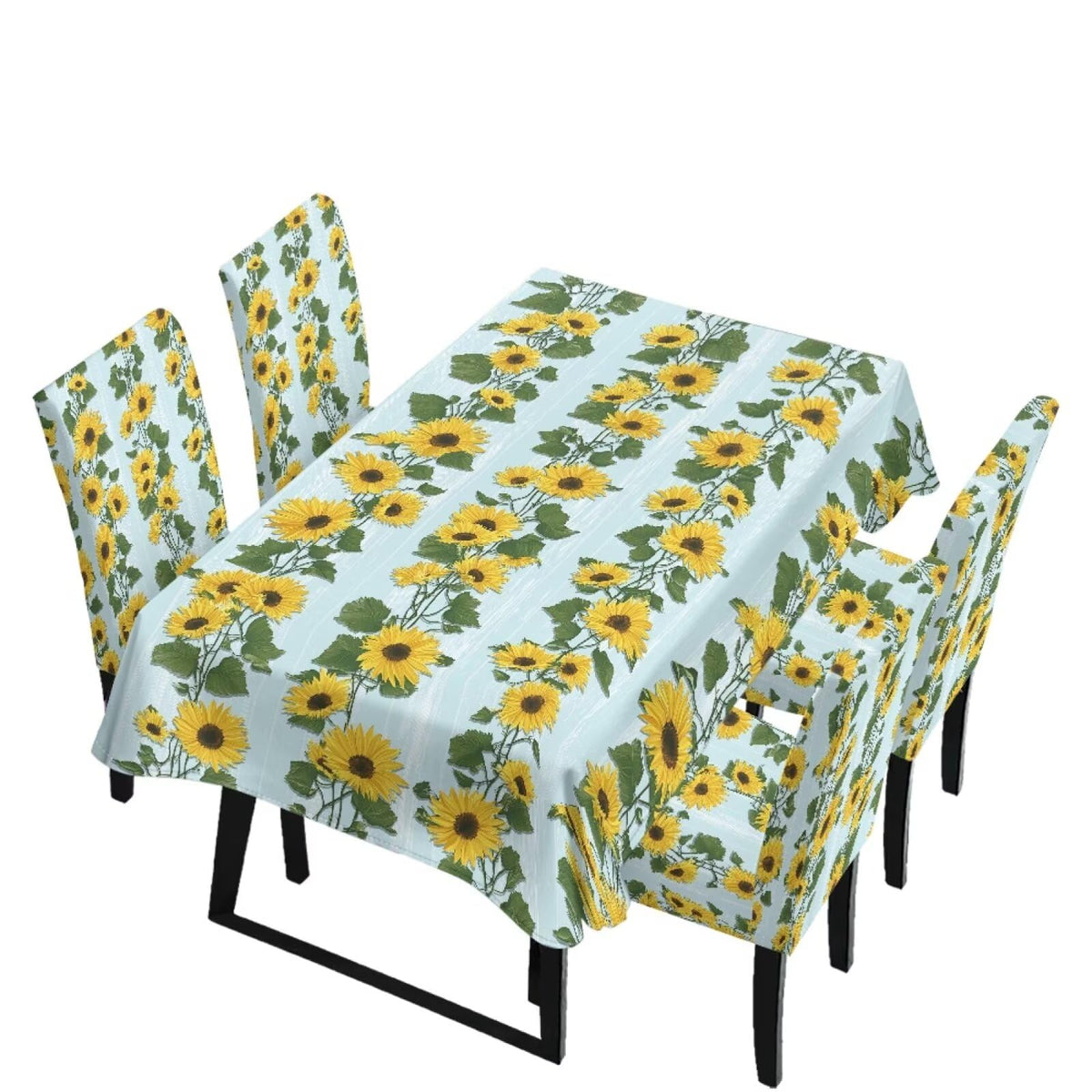 5 Pack Dining Room Chair Cover Set and Table Cloth Rectangle, Dust Proof Machine Washable Tablecloths Comfortable Chair Seat Slipcovers for Restaurant Decor, Abstract Fluid Marble