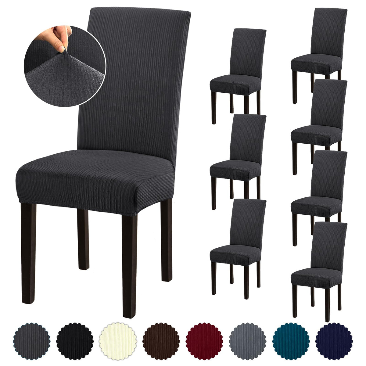 Stretch Dining Room Chair Covers Set of 6, Removable Washable Chair Covers for Dining Chairs,Dining Room, Hotel, Ceremony