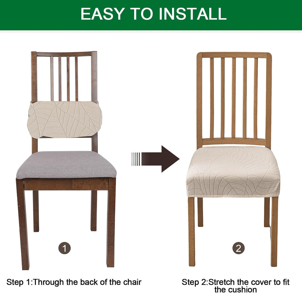 CRFATOP Dining Chair Seat Covers Set of 4 with Stretch Bench Slipcover,04