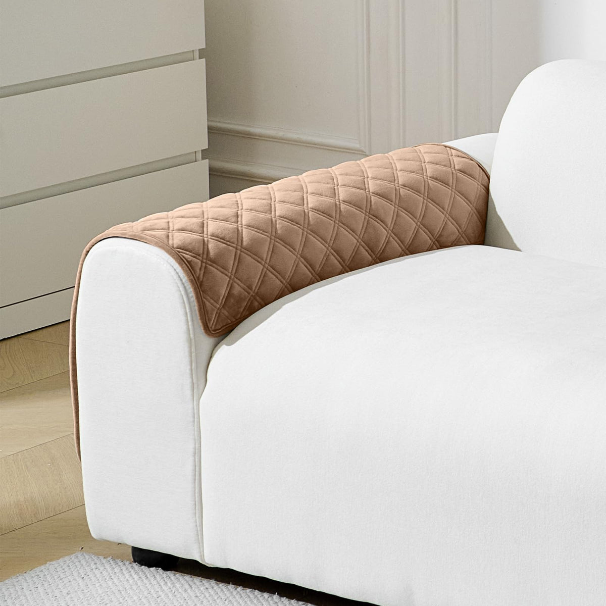 Deep Dream Armrest Covers, Sectional Couch Covers, Sofa Cover, Backrest Covers, Anti-Slip Armchair Slipcovers for Dogs Cats Pet Loveseat Recliner Leather L Shaped(White, 28"x 28")