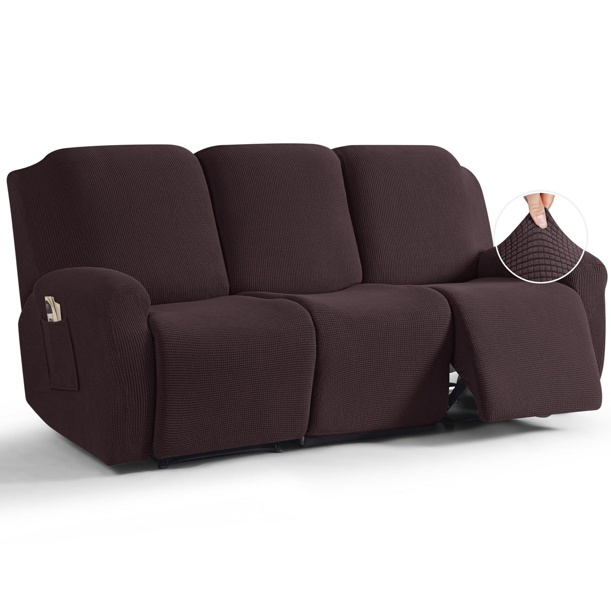 TAOCOCO Stretch Loveseat Recliner Covers 6 Piece, Charcoal Grey