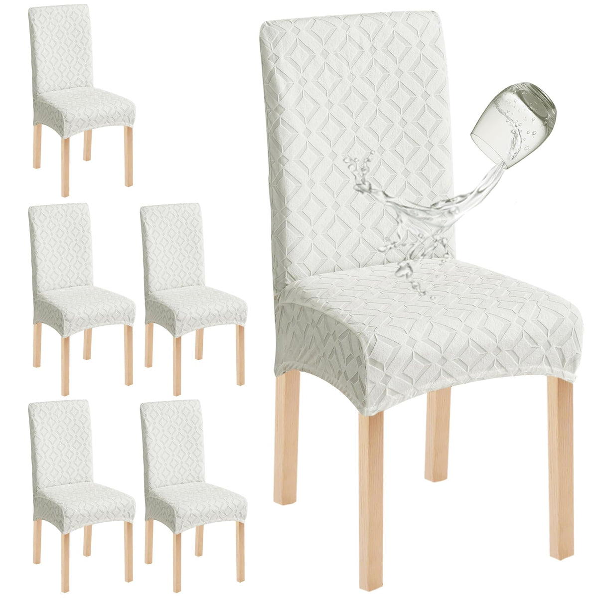 Genina Waterproof Dining Chair Covers Set of 4, Stretch Chair Slipcovers