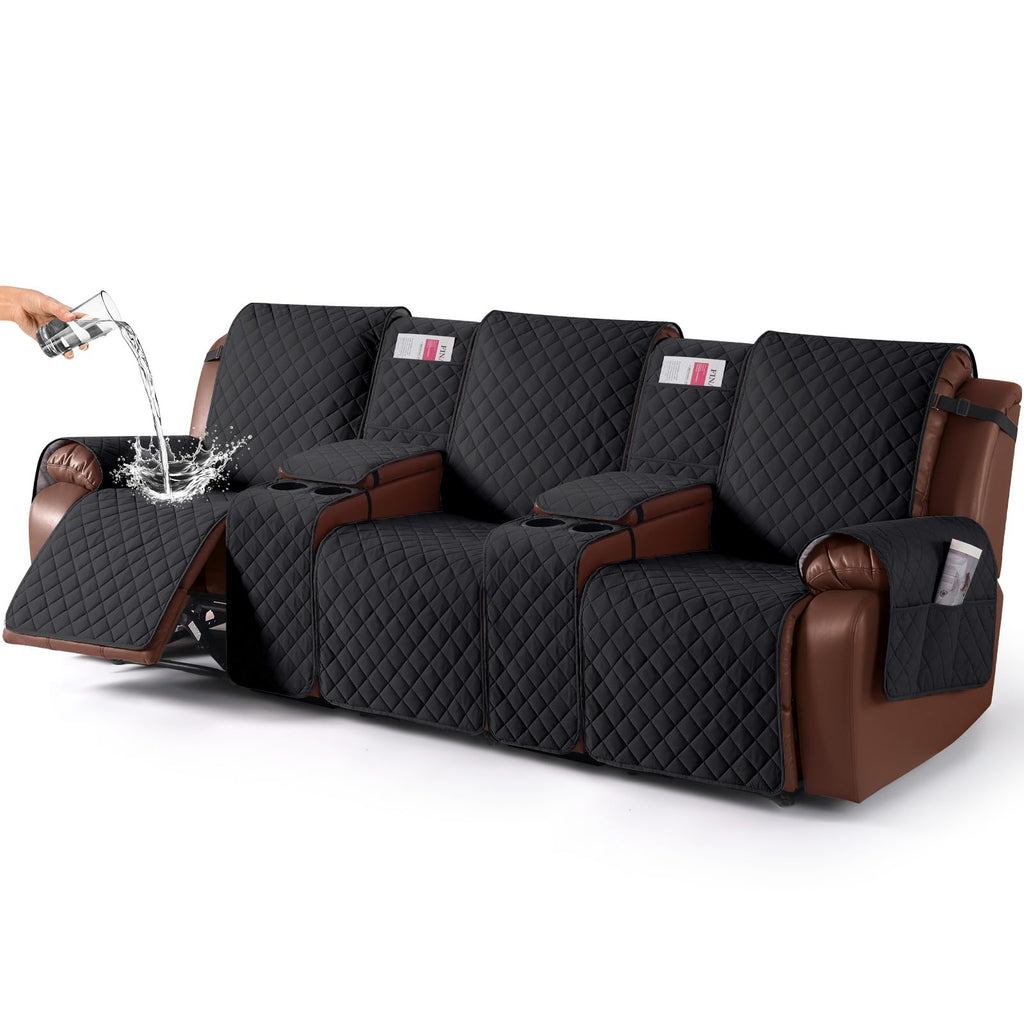 KinCam 100% Waterproof Loveseat Recliner Cover with Console, Khaki