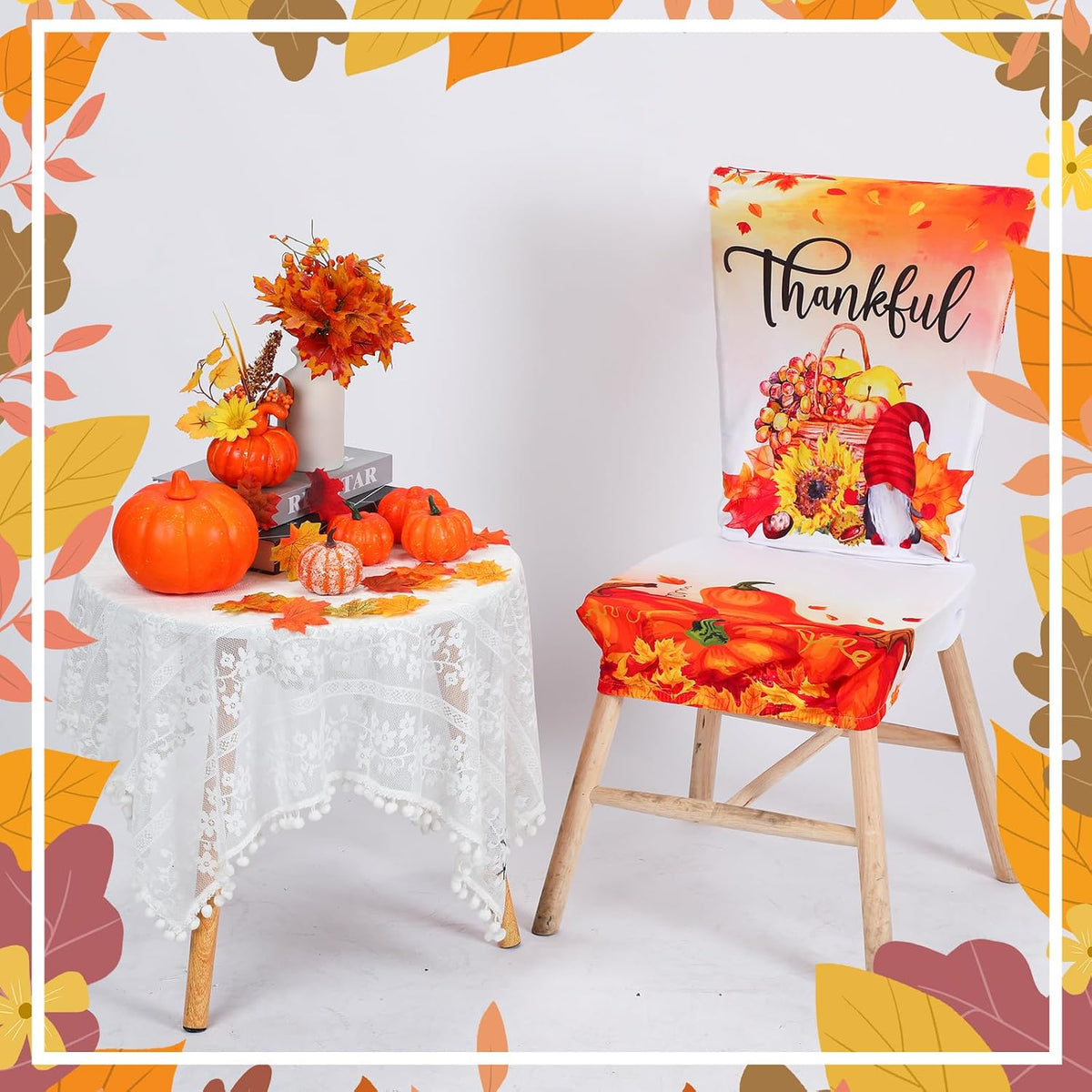 4 Pcs Thanksgiving Maple Chair Covers Fall Vintage Dining Chair Covers