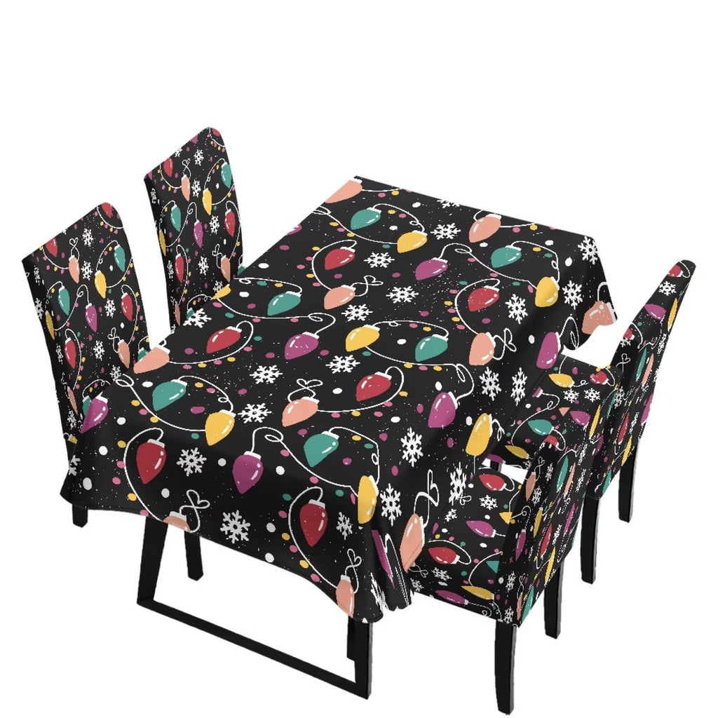 Dining Chair Covers and Dining Table Cloth Christmas Decor
