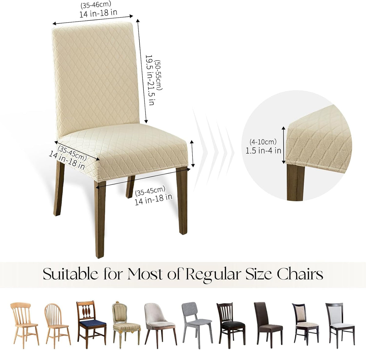 MOSAYT 100% Waterproof Dining Room Chair Covers Set of 4, Beige