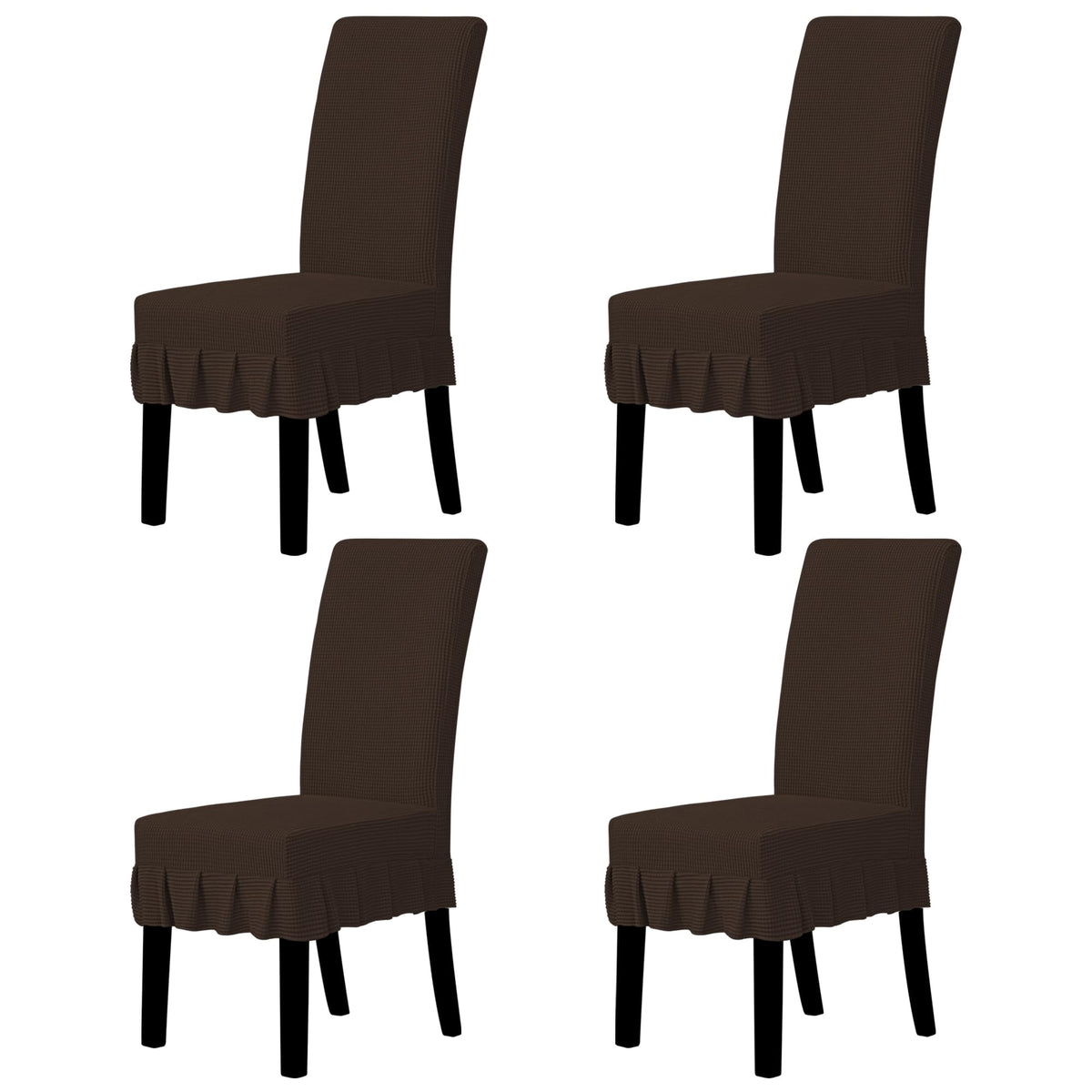 Easy-Going 2 PCS Stretch Dining Room Chair Covers with Skirt, Light Gray