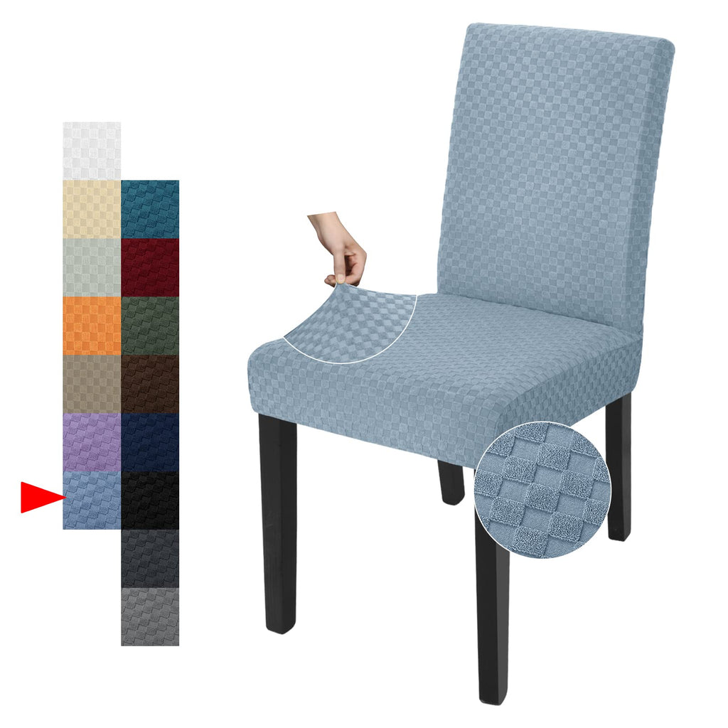 YEMYHOM 2 Packs Latest Checkered Dining Chair Slipcover Parsons Chair Furniture Protector Stretch Chair Covers for Dining Room, Restaurant, Kitchen, Party (Light Gray)