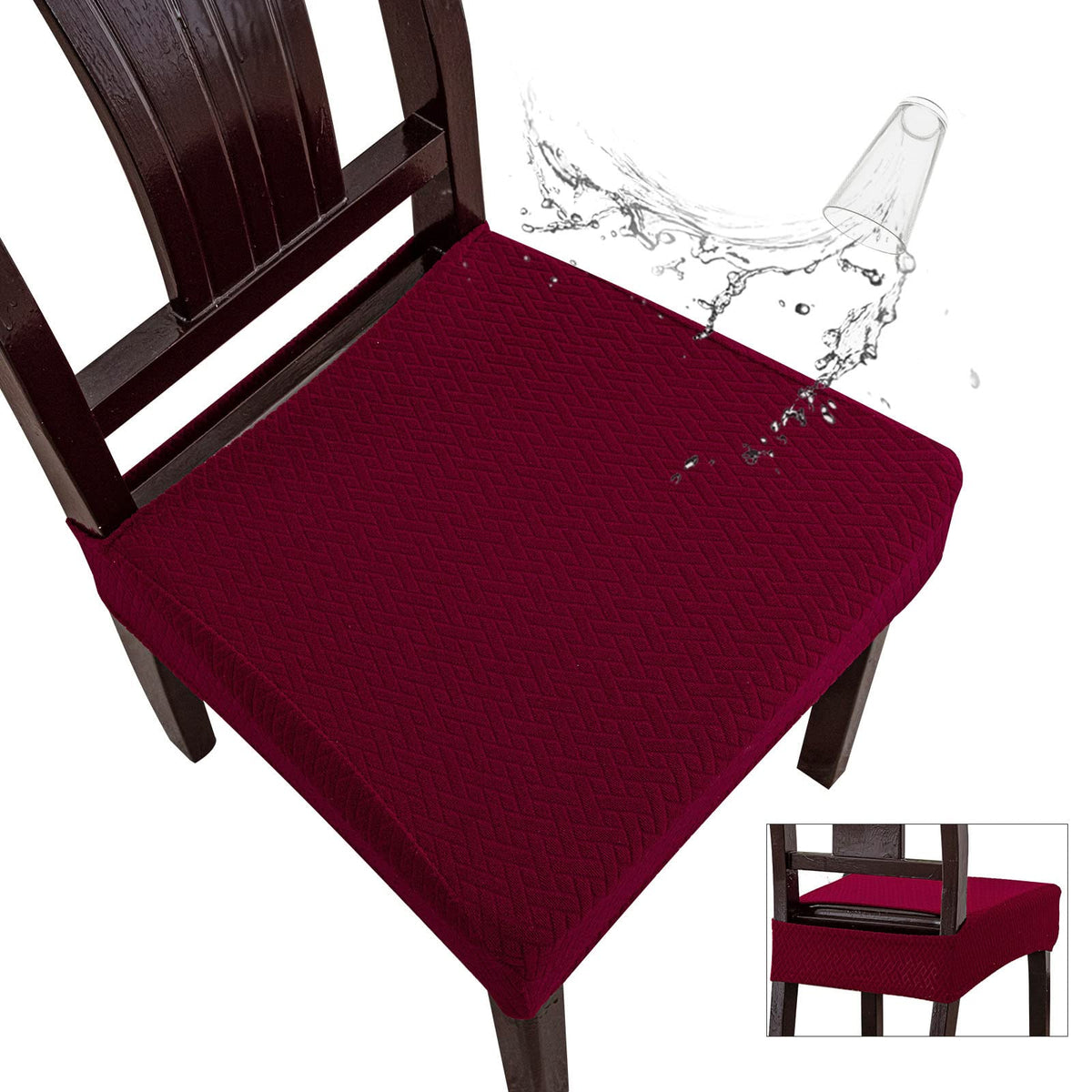 Genina Waterproof Seat Covers for Dining Room Chairs, Rear Covered