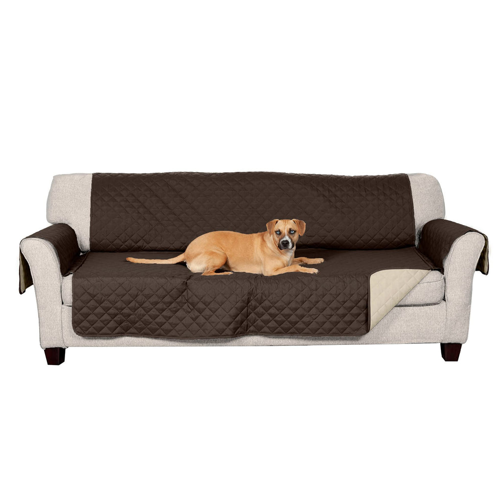 Furhaven Water-Resistant & Reversible Loveseat Cover Protector for Dogs, Cats, & Children - Two-Tone Pinsonic Quilted Living Room Furniture Cover - Gray/Mist, Loveseat