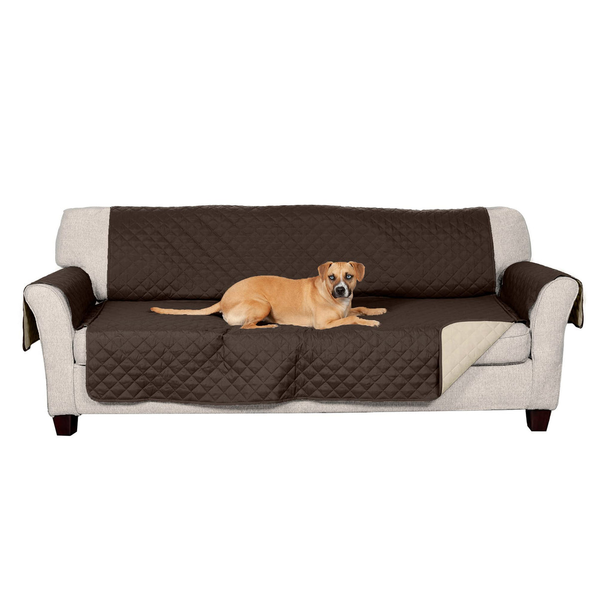 Furhaven Water-Resistant & Reversible Loveseat Cover Protector for Dogs, Cats, & Children - Two-Tone Pinsonic Quilted Living Room Furniture Cover - Gray/Mist, Loveseat