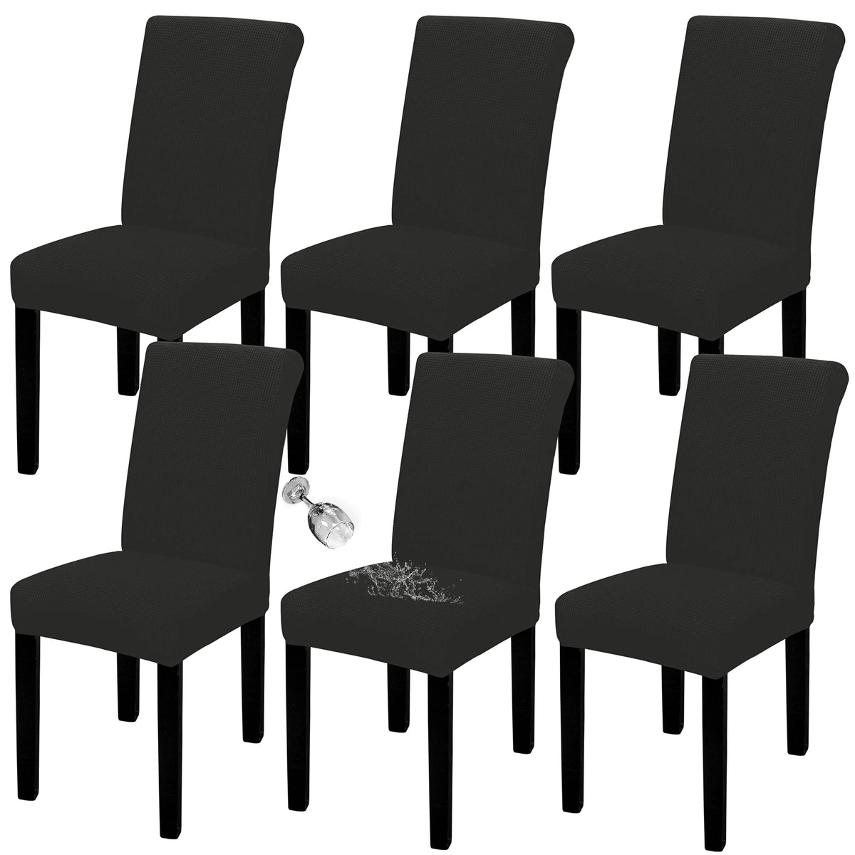 Easy-Going 100% Waterproof Dining Room Chair Covers Set of 6, Large