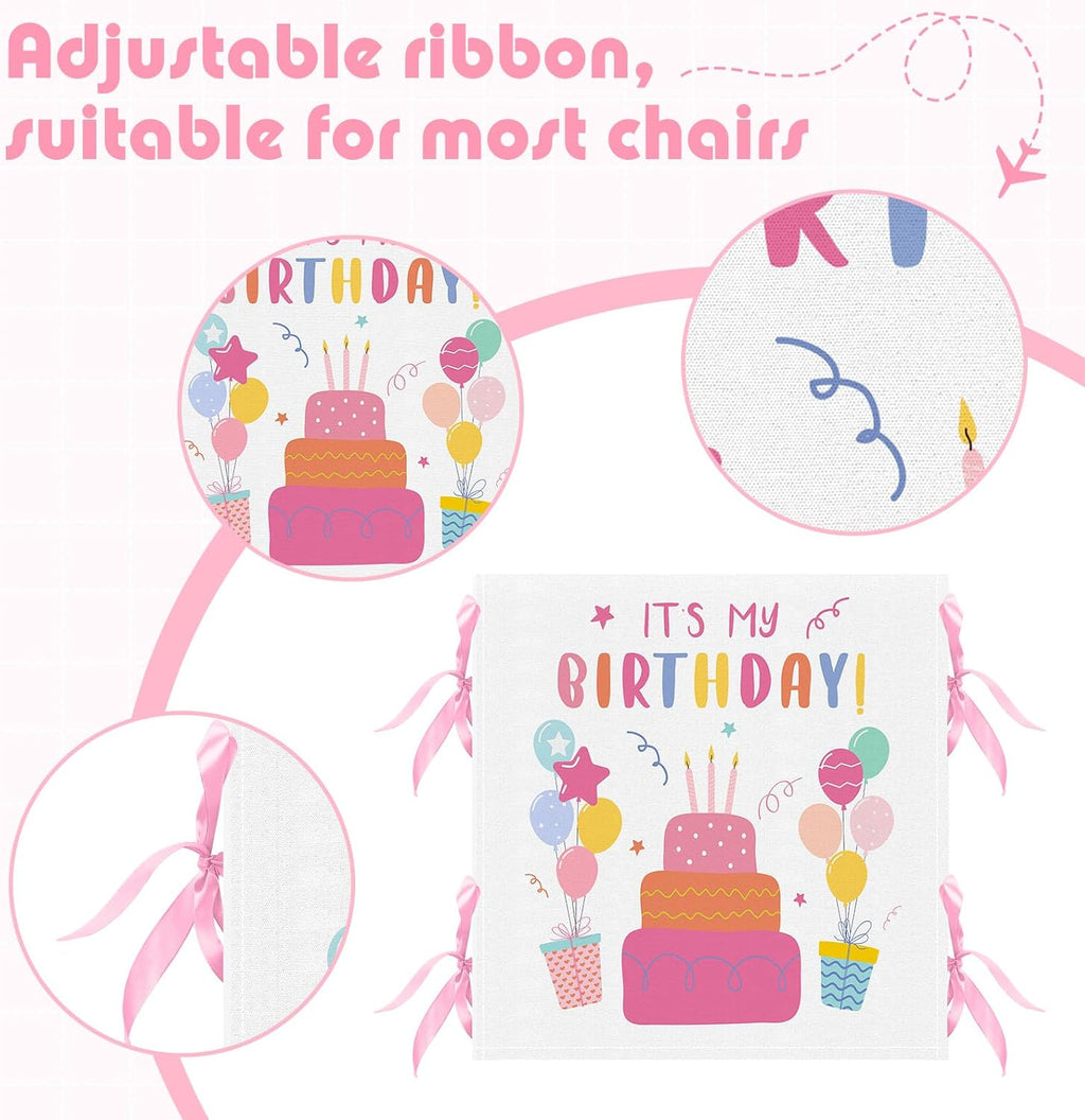 Tudomro 2 Pieces Birthday Chair Cover for Classroom,Blue, Pink