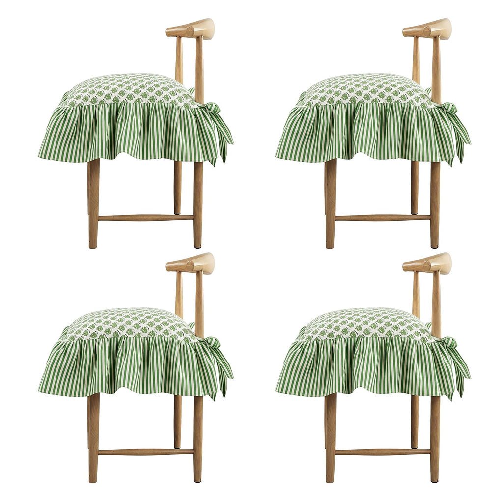 4 Pack Blue Ruffled Chair Cushion Covers 17.5x17.5 in Square