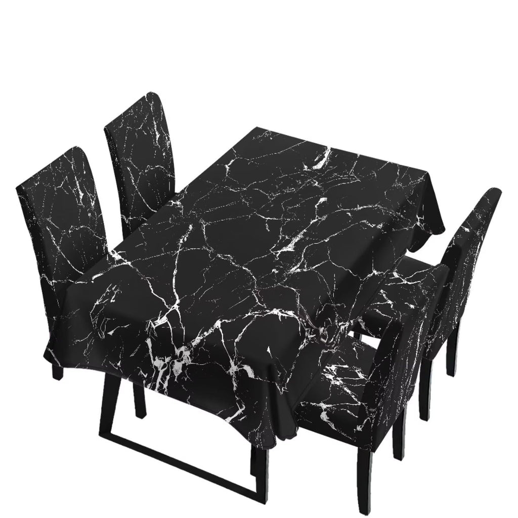 Light Grey 7 Pcs Tablecloth and Chair Covers Set Removable Chair Covers Set of 6 with Table Cover for Dining Room Washable Furniture Protector for Family Gathering Potluck