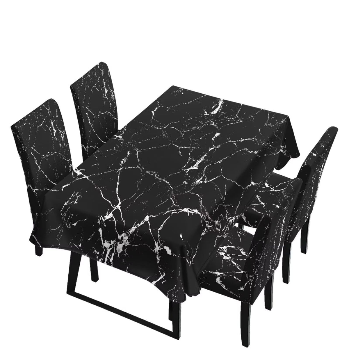 Light Grey 7 Pcs Tablecloth and Chair Covers Set Removable Chair Covers Set of 6 with Table Cover for Dining Room Washable Furniture Protector for Family Gathering Potluck