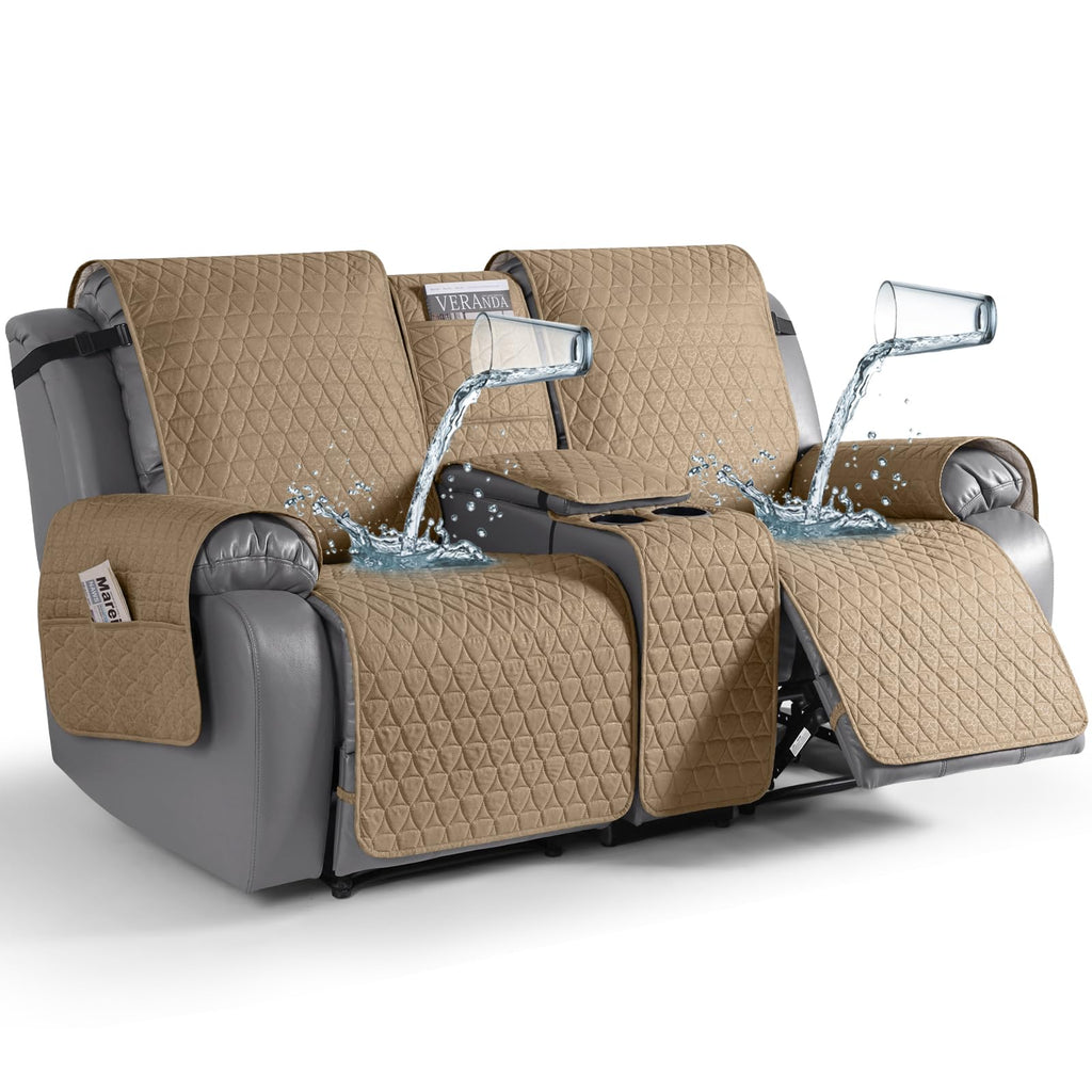 TAOCOCO 100% Waterproof Loveseat Recliner Cover with Console, Stay in Place