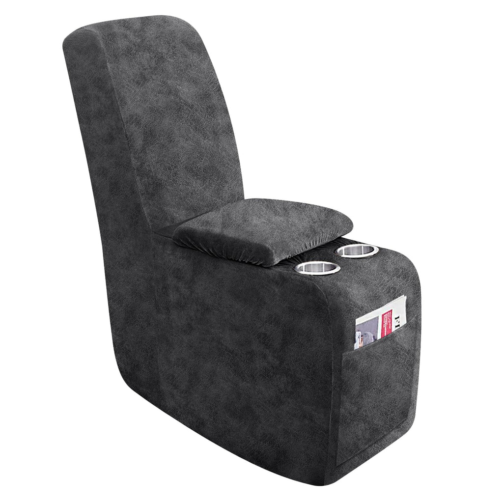 molasofa Leather Like Additional Recliner Console Cover for Reclining Loveseat Covers Stretch Jacquard Middle Consolefor Recliner Couch(Dark Brown)