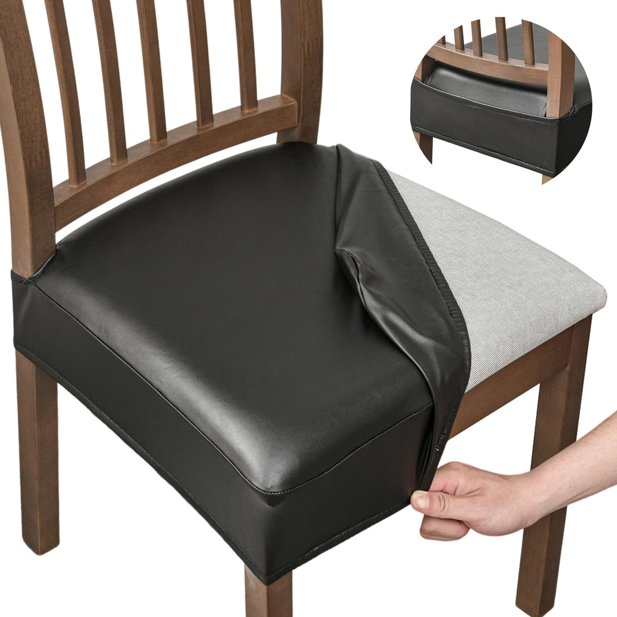 NILUOH Waterproof Seat Covers for Dining Room Chairs, 4 Pack Coffee