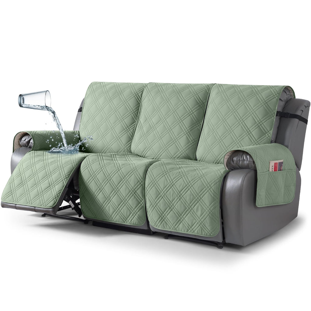 TAOCOCO 100% Waterproof Oversized Loveseat Recliner Cover, Non Slip Split Couch Covers for Reclining Loveseat with Elastic Straps for Kids Pets(Oversized 2 Seater, Chocolate)