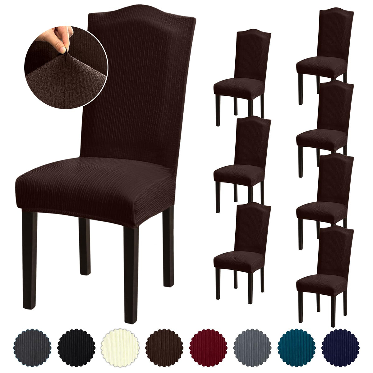 Stretch Dining Room Chair Covers Set of 6, Removable Washable Chair Covers for Dining Chairs,Dining Room, Hotel, Ceremony
