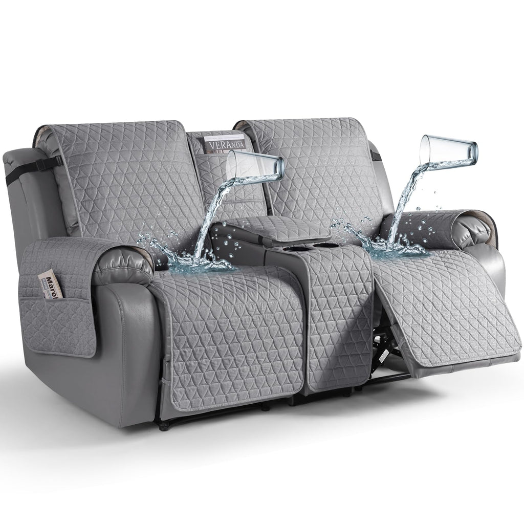TAOCOCO 100% Waterproof Loveseat Recliner Cover with Console, Stay in Place