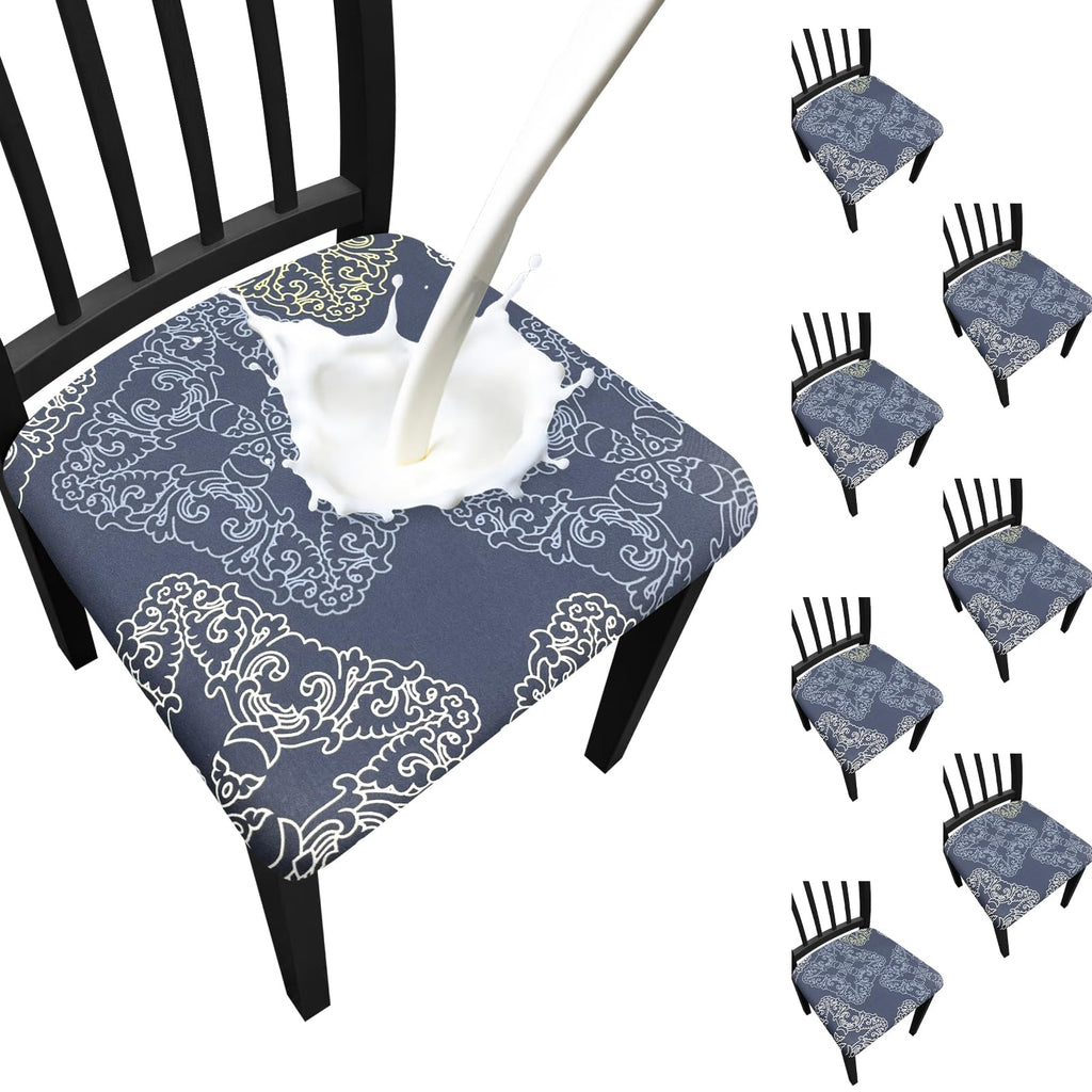 Waterproof Dining Chair Seat Covers Set of 6, Stretch Removable Dining Room Seat Covers for Dining Chairs, Kitchen, Hotel, Party