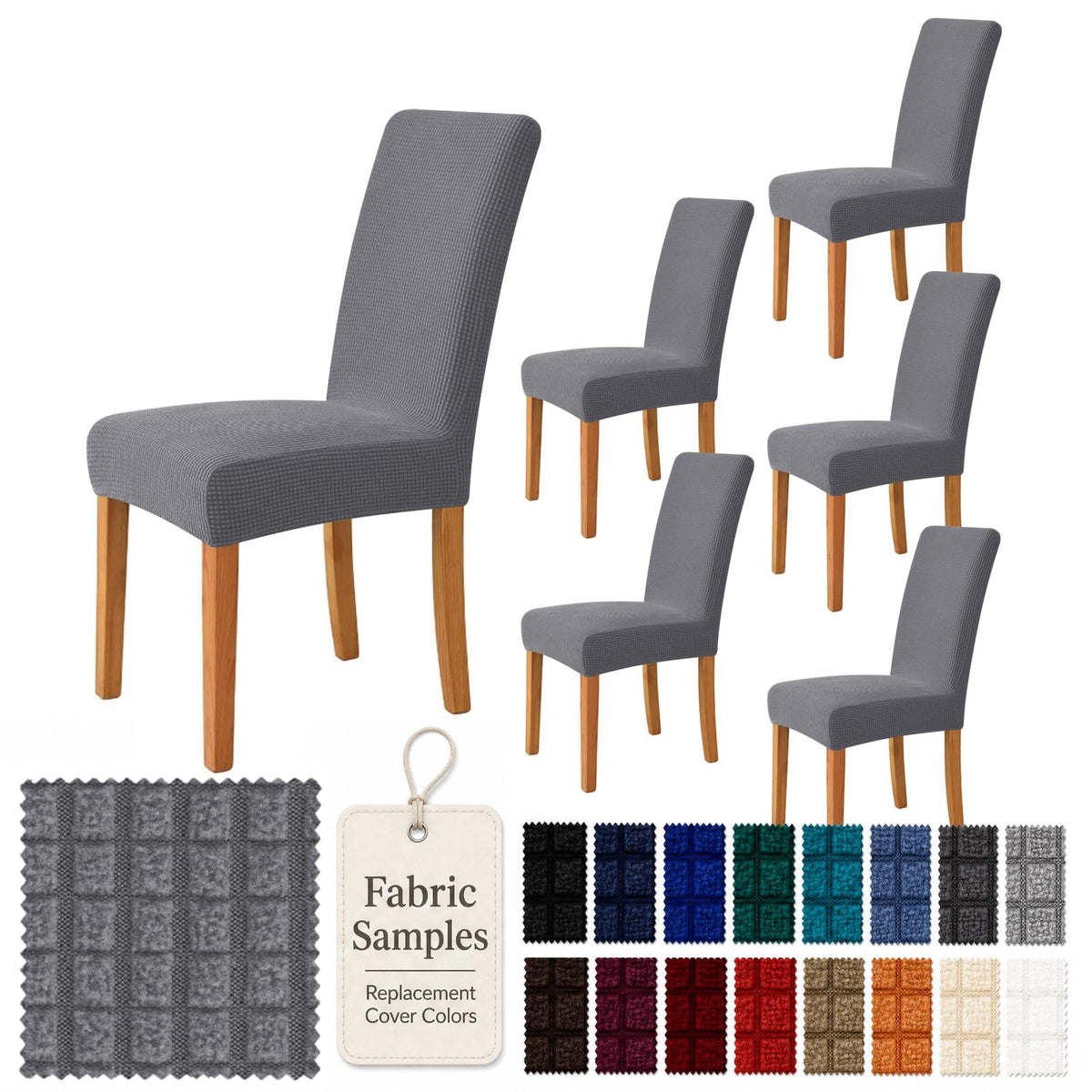 YEMYHOM 2 Packs Latest Checkered Dining Chair Slipcover Parsons Chair Furniture Protector Stretch Chair Covers for Dining Room, Restaurant, Kitchen, Party (Light Gray)