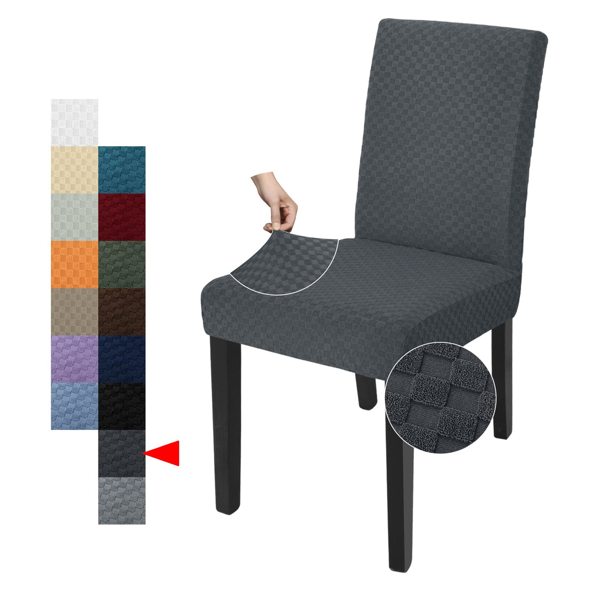 YEMYHOM 2 Packs Latest Checkered Dining Chair Slipcover Parsons Chair Furniture Protector Stretch Chair Covers for Dining Room, Restaurant, Kitchen, Party (Light Gray)