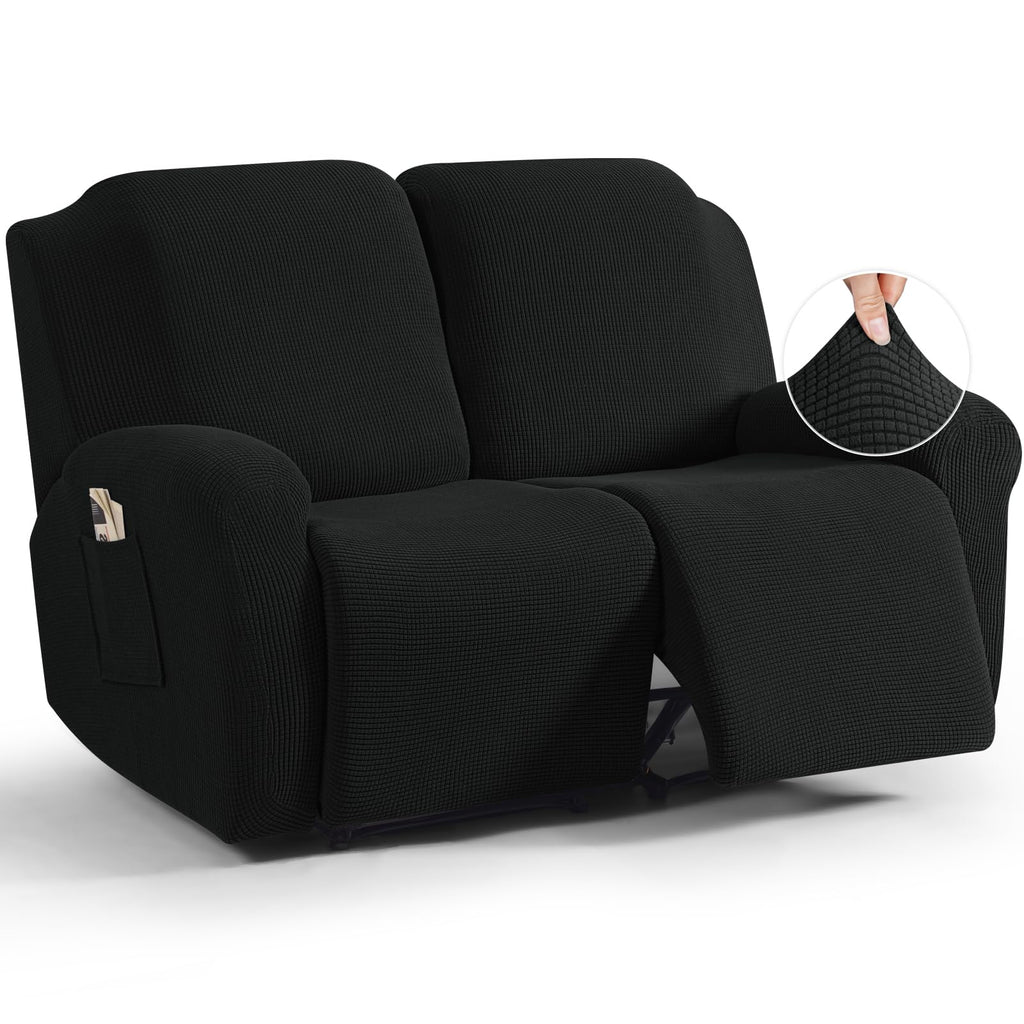 TAOCOCO Stretch Loveseat Recliner Covers 6 Piece, Charcoal Grey