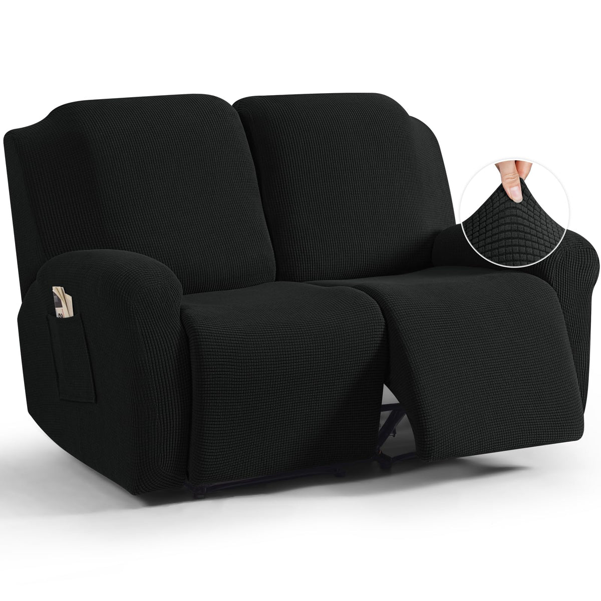 TAOCOCO Stretch Loveseat Recliner Covers 6 Piece, Charcoal Grey