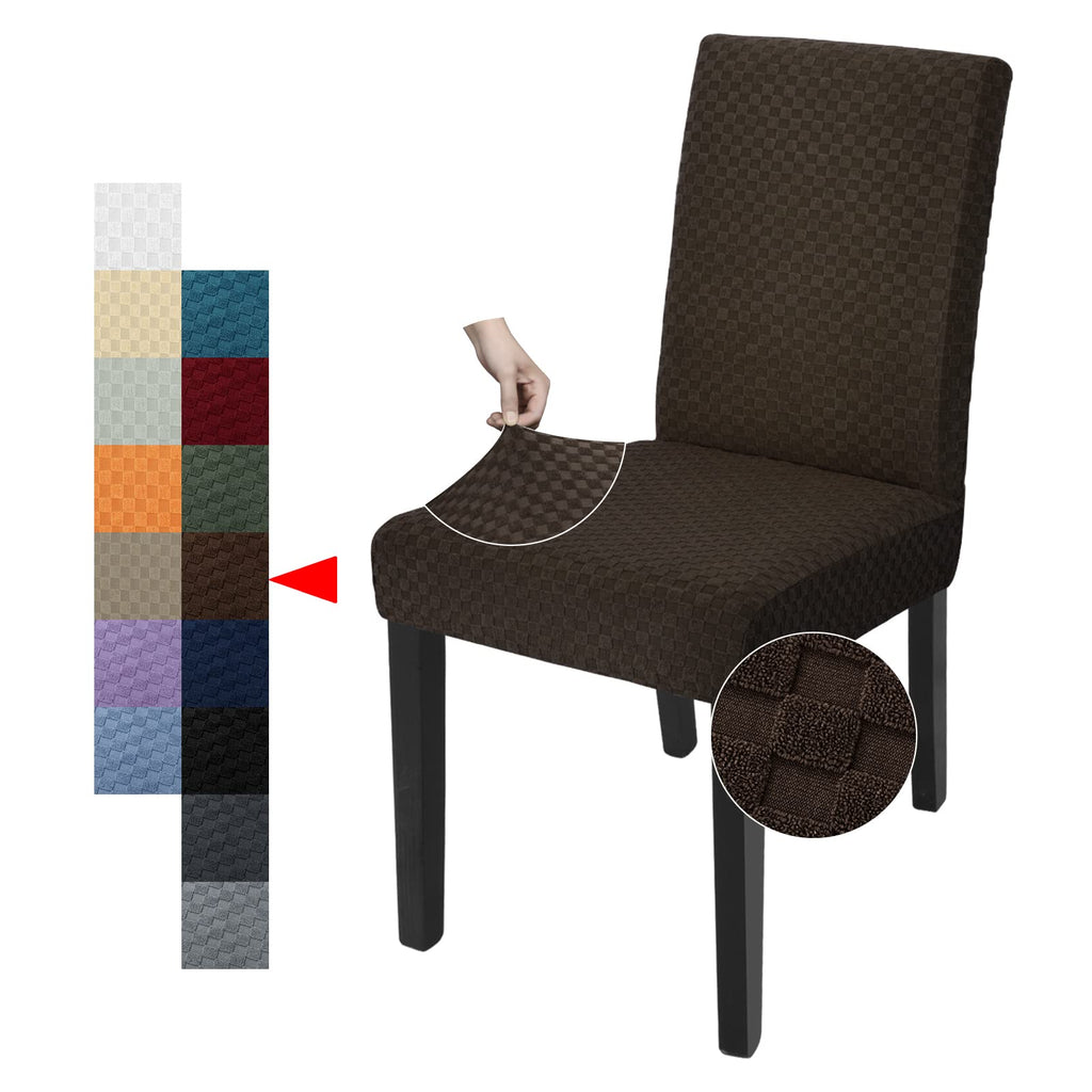 YEMYHOM 2 Packs Latest Checkered Dining Chair Slipcover Parsons Chair Furniture Protector Stretch Chair Covers for Dining Room, Restaurant, Kitchen, Party (Light Gray)