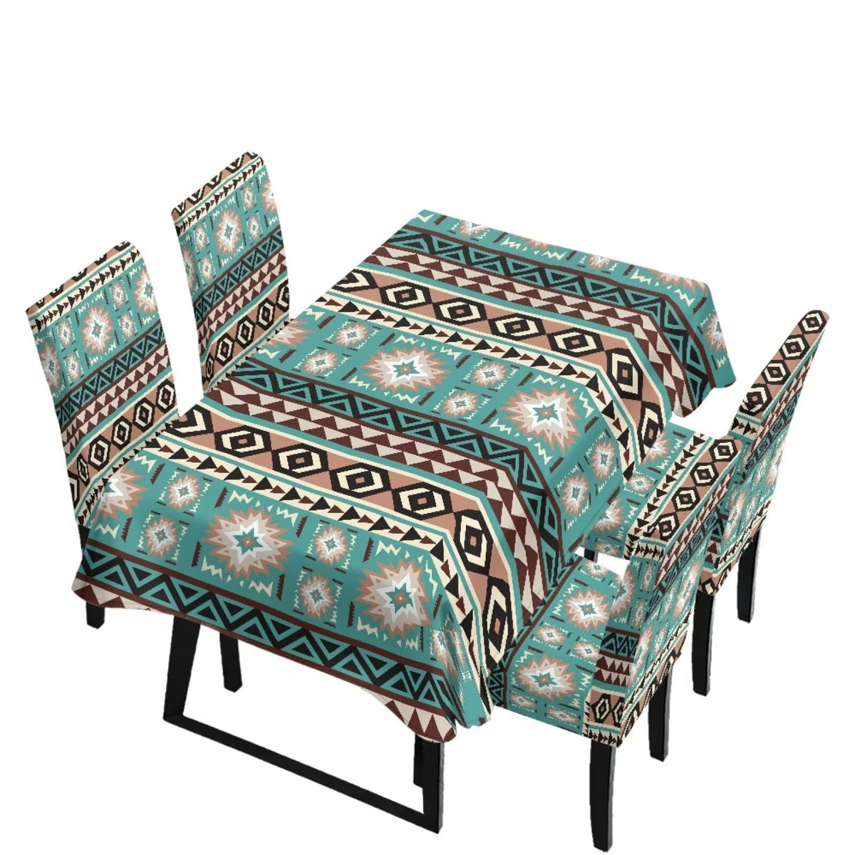 5 Pack Dining Room Chair Cover Set and Table Cloth Rectangle, Dust Proof Machine Washable Tablecloths Comfortable Chair Seat Slipcovers for Restaurant Decor, Abstract Fluid Marble